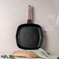 Tigaie grill Berlinger Haus, Leonardo Nordic, 28 cm, 2.1 L, aluminiu forjat, visiniu mat