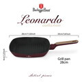 Tigaie grill Berlinger Haus, Leonardo Nordic, 28 cm, 2.1 L, aluminiu forjat, visiniu mat
