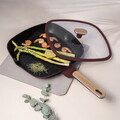 Tigaie grill cu capac Berlinger Haus, Leonardo Nordic, 28 cm, 2.1 L, aluminiu forjat, visiniu mat