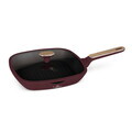 Tigaie grill cu capac Berlinger Haus, Leonardo Nordic, 28 cm, 2.1 L, aluminiu forjat, visiniu mat