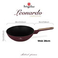 Tigaie Wok Berlinger Haus, Leonardo Nordic, 28 cm, 3.5 L, aluminiu forjat, visiniu mat