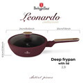 Tigaie adanca cu capac Berlinger Haus, Leonardo Nordic, 24 cm, 2.3 L, aluminiu forjat, visiniu mat