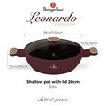 Oala cu capac Berlinger Haus, Leonardo Nordic, 28 cm, 3.8 L, aluminiu forjat, visiniu mat