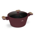 Oala cu capac Berlinger Haus, Leonardo Nordic, 24 cm, 4.3 L, aluminiu forjat, visiniu mat