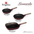 Set 3 tigai si capac Berlinger Haus, Leonardo Nordic, 20/24/28 cm, aluminiu forjat, visiniu mat