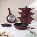Set pentru gatit Berlinger Haus, Leonardo Nordic, 10 piese, aluminiu forjat, visiniu mat