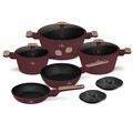 Set pentru gatit Berlinger Haus, Leonardo Nordic, 10 piese, aluminiu forjat, visiniu mat