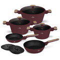 Set pentru gatit Berlinger Haus, Leonardo Nordic, 10 piese, aluminiu forjat, visiniu mat