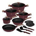 Set pentru gatit Berlinger Haus, Leonardo Nordic, 15 piese, aluminiu forjat, visiniu mat