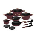 Set pentru gatit Berlinger Haus, Leonardo Nordic, 15 piese, aluminiu forjat, visiniu mat