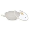 Tigaie Wok cu capac Berlinger Haus, Sahara, 30 cm, aluminiu forjat, crem mat