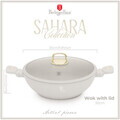 Tigaie Wok cu capac Berlinger Haus, Sahara, 30 cm, aluminiu forjat, crem mat
