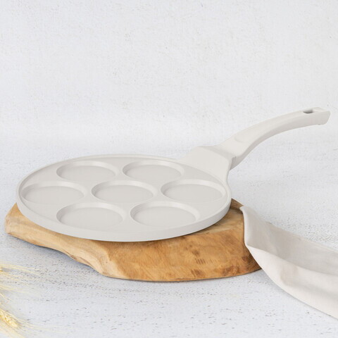Tigaie pentru clatite, 7 forme Berlinger Haus, Sahara, 26 cm, aluminiu turnat, crem mat