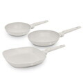 Set 3 tigai Berlinger Haus, Sahara, 20/24/28 cm, aluminiu forjat, crem mat
