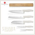 Set 5 cutite cu suport magnetic Berlinger Haus, Sahara, inox/lemn, crem mat/natur