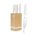 Set 5 cutite cu suport patrat Berlinger Haus, Sahara, inox/bambus, crem mat/natur