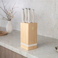 Set 5 cutite cu suport patrat Berlinger Haus, Sahara, inox/bambus, crem mat/natur