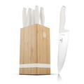 Set 5 cutite cu suport patrat Berlinger Haus, Sahara, inox/bambus, crem mat/natur