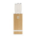 Set 5 cutite cu suport patrat Berlinger Haus, Sahara, inox/bambus, crem mat/natur