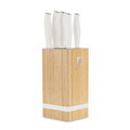 Set 5 cutite cu suport patrat Berlinger Haus, Sahara, inox/bambus, crem mat/natur