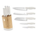 Set 5 cutite cu suport rotund Berlinger Haus, Sahara, inox/bambus, crem mat/natur