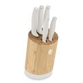 Set 5 cutite cu suport rotund Berlinger Haus, Sahara, inox/bambus, crem mat/natur