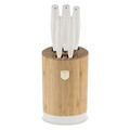 Set 5 cutite cu suport rotund Berlinger Haus, Sahara, inox/bambus, crem mat/natur