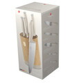 Set 5 cutite cu suport rotund Berlinger Haus, Sahara, inox/bambus, crem mat/natur