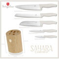 Set 5 cutite cu suport rotund Berlinger Haus, Sahara, inox/bambus, crem mat/natur