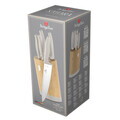Set 5 cutite cu suport rotund Berlinger Haus, Sahara, inox/bambus, crem mat/natur
