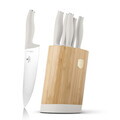 Set 5 cutite cu suport rotund Berlinger Haus, Sahara, inox/bambus, crem mat/natur