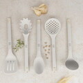 Set 5 ustensile de bucatarie cu suport, Berlinger Haus, Sahara, nailon/plastic, crem mat