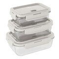 Set 3 caserole cu capac Berlinger Haus, Sahara, 570 ml / 840 ml / 1.18 L, sticla/plastic, crem/transparent