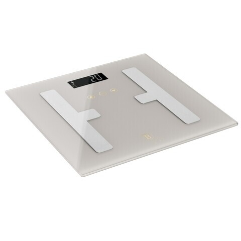 Cantar digital pentru baie Berlinger Haus, Sahara, 30x30 cm, max 180 kg, sticla temperata, crem mat