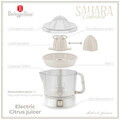 Storcator electric de citrice Berlinger Haus, Sahara, 40W, 700 ml, plastic/inox, crem/transparent