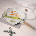 Tigaie grill cu capac Berlinger Haus, Sahara Nordic, 28 cm, 2.1 L, aluminiu forjat, crem mat/natur