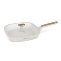 Tigaie grill cu capac Berlinger Haus, Sahara Nordic, 28 cm, 2.1 L, aluminiu forjat, crem mat/natur