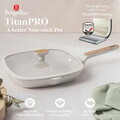 Tigaie grill cu capac Berlinger Haus, Sahara Nordic, 28 cm, 2.1 L, aluminiu forjat, crem mat/natur