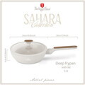 Tigaie adanca cu capac Berlinger Haus, Sahara Nordic, 24 cm, 2.3 L, aluminiu forjat, crem mat/natur