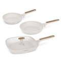 Set 3 tigai si capac Berlinger Haus, Sahara Nordic, 20/24/28 cm, aluminiu forjat, crem mat/natur