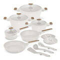 Set pentru gatit Berlinger Haus, Sahara Nordic, 15 piese, aluminiu forjat, crem mat/natur