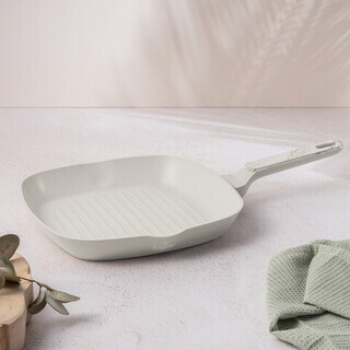 Crem mat;Marmura, Tigaie grill 28 cm