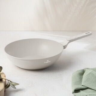 Crem mat;Marmura, Tigaie Wok 28 cm