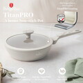 Tigaie adanca cu capac Berlinger Haus, Sahara Marble, 24 cm, 2.3 L, aluminiu forjat, crem mat/marmura