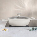 Oala cu capac Berlinger Haus, Sahara Marble, 28 cm, 3.8 L, aluminiu forjat, crem mat/marmura