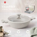 Oala cu capac Berlinger Haus, Sahara Marble, 28 cm, 3.8 L, aluminiu forjat, crem mat/marmura