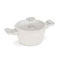 Oala cu capac Berlinger Haus, Sahara Marble, 20 cm, 2.6 L, aluminiu forjat, crem mat/marmura