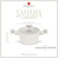 Oala cu capac Berlinger Haus, Sahara Marble, 20 cm, 2.6 L, aluminiu forjat, crem mat/marmura