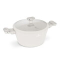 Oala cu capac Berlinger Haus, Sahara Marble, 24 cm, 4.3 L, aluminiu forjat, crem mat/marmura