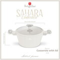 Oala cu capac Berlinger Haus, Sahara Marble, 24 cm, 4.3 L, aluminiu forjat, crem mat/marmura
